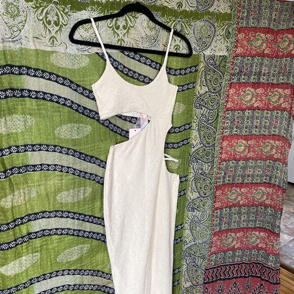 NWT Oh Polly Cream Sonora Strappy Cut Out Bodycon Midi Dress Size 4 - Picture 9 of 16